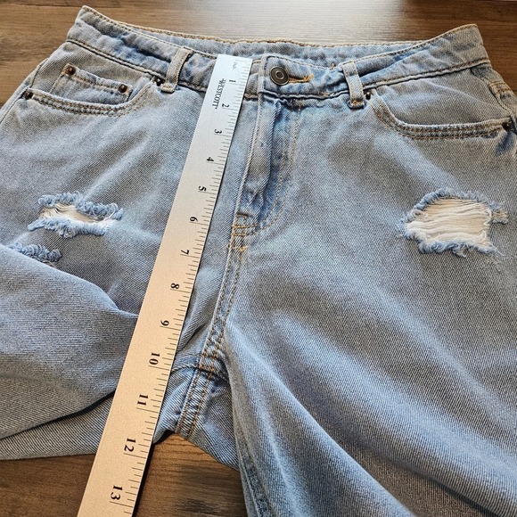 Future Collective Denim Shorts Womens Size 2 Medium Wash High Rise Distressed - Picture 8 of 12
